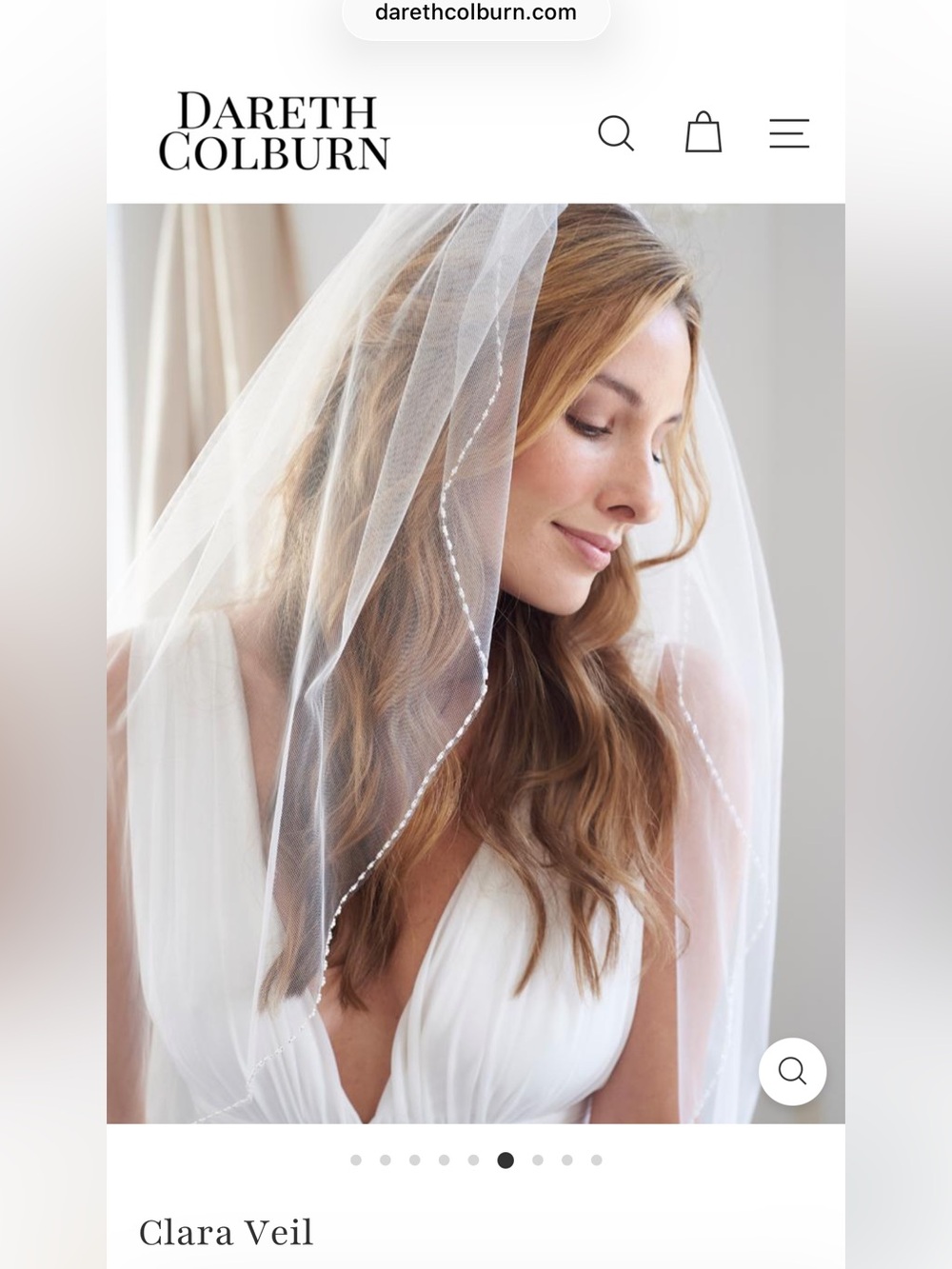 Dareth Colburn Clara Delicate Bridal Veil with Beaded Edge - fingertip length